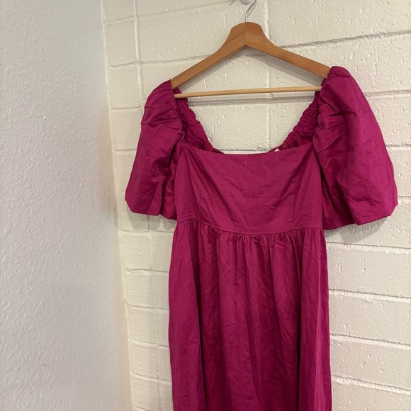 Jason Wu magenta puff sleeve cross back dress - Picture 3 of 8